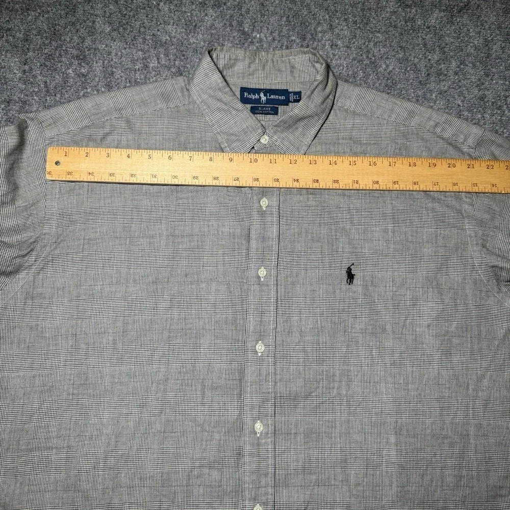 VTG Polo Ralph Lauren Blake Long Sleeve Button Down Shirt Glen Check Men XL Gray